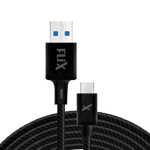 Picture of FLiX (Beetel Rush Series 60W / 5A Fast Charging 1m Type C Cable for Smartphones, Tablets, Laptops & other Type C devices, 480Mbps Data Sync, Quick Charge 3.0 (RPAC105, Black)