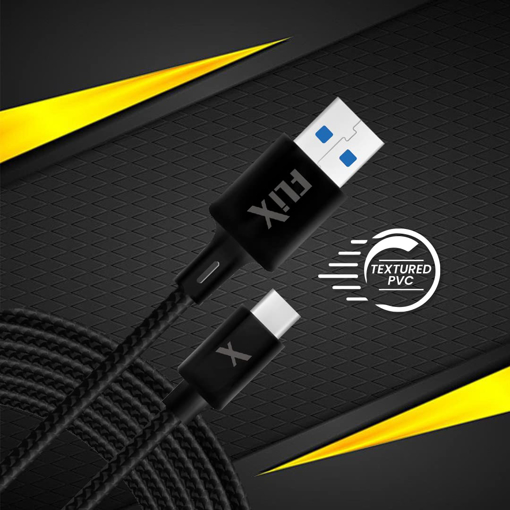 FLiX (Beetel Rush 18CC USB Type C to Type C Dash Smartphone Charging Cable, upto 18W 3A super fast charging, Made in India, 1 Meter Cable Black, XCD-RTCC118 की तस्वीर