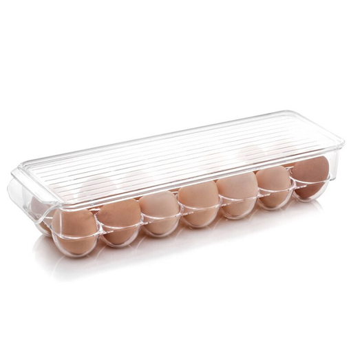 [WD0845] 14 Grid Transparent Refrigerator Egg Storage Box With Lid की तस्वीर