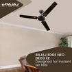 Picture of Bajaj Edge HS Neo DECO EE 1200mm (48") Ceiling Fans for Home |BEE Star Rated Energy Efficient Ceiling Fan|Unique Deco Trims|Rust Free Coating|HighSpeed| 2-Yr Warranty Choko Brown