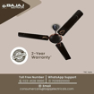 Picture of Bajaj Edge HS Neo DECO EE 1200mm (48") Ceiling Fans for Home |BEE Star Rated Energy Efficient Ceiling Fan|Unique Deco Trims|Rust Free Coating|HighSpeed| 2-Yr Warranty Choko Brown