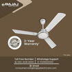 Picture of Bajaj Crescent 12S1 1200mm Sparkle White and Chrome Ceiling Fan