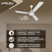 Picture of Bajaj Crescent 12S1 1200mm Sparkle White and Chrome Ceiling Fan