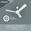 Picture of Bajaj Robusta 12S1 1200mm Base White Ceiling Fan