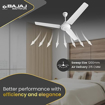 Picture of Bajaj Energos 12DC5 1200mm Silent BLDC Ceiling Fan|5StarRated Energy Efficient Ceiling Fans for Home|Remote Control|Upto 65% Energy Saving-26W|High Speed|Silent Operation|5-Yr Warranty White