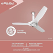 Bajaj Adonis Air 1200mm (48") Ceiling Fans for Home |BEE 1- Star rated Energy Efficient Fan | Aerodynamically Designed Blades| ABS Plastic| Adjustable Canopy |2-Yr Warranty White Ceiling Fan की तस्वीर