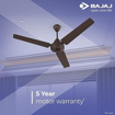 Picture of Bajaj Energos 26 1200mm (48 inch) Energy Efficient 5 Star Rated BLDC Ceiling Fan with Remote, Red Walnut