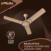 Picture of Bajaj Stylo 12S2 1200mm (48") Ceiling Fans for Home |BEE-2 StarRated Energy Efficient Fan|SUPER 5TUFF TECHNOLOGY™| SumoTuff Blades| High Air Delivery & High Speed