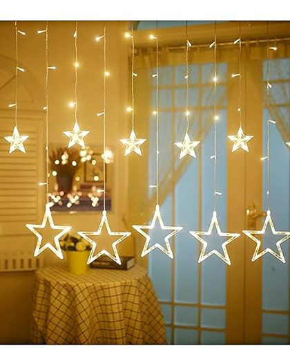 Picture of Star Curtain LED Lights for Diwali, Dashera, Christmas, Home, and Wedding decoration (Pack of 5)