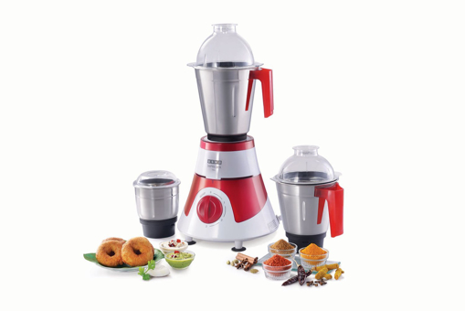 Usha Imprezza Plus Mixer Grinder (MG-3775) 750-Watt 5 Jars with Full Copper Motor (Red/White) की तस्वीर