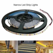 Picture of LED Strip Light Narrow Width 5mm, 16.4ft/5M 600 LEDs 12V Non-Waterproof SMD 2835 Flexible LED Tape for Bedroom Kitchen Cabinet Lighting Decoration Natural White