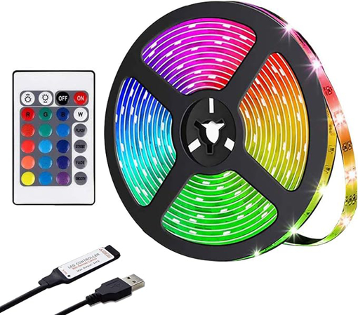 Picture of LED Strip Lights, LED Light Strip  RGB SMD 5050 120LEDs Rope Lighting Color Changing Full Kit with 24 Keys Remote Controller and USB 5V