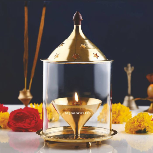 Signoraware Borosilocate Akhand Diya Medium Glass Chimney Only For Akhand Diya- Glass Table Diya(36pcs) की तस्वीर