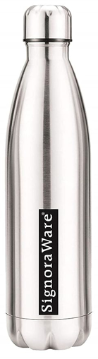 Signoraware Aace Single Walled Stainless Steel Fridge Water Bottle (Cola Silver, 1 Litre) की तस्वीर