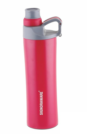 Signoraware Stainless Steel Hydro King Vacuum Insulated Flask Water Bottle, 480 ML, Pink की तस्वीर