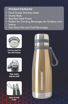 Signoraware Stainless Steel Newbei Cola Vacuum Insulated Flask Water Bottle, 650 ML, Golden की तस्वीर