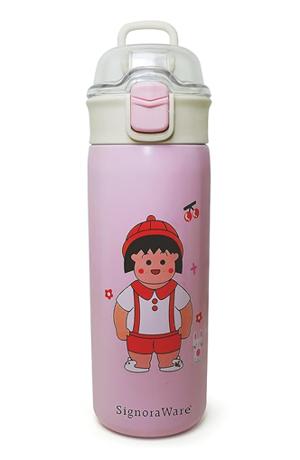 Picture of Signoraware Stainless Steel Charm Kids Vacuum Insulated Flask Water Bottle/Sipper, 450 ML