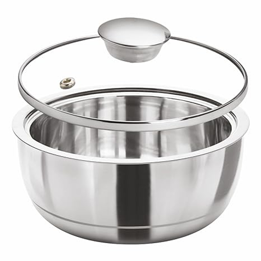 Picture of Signoraware Fresh Maxx Casserole Serving Bowl Container, Insulated Stainless Steel with Glass Lid, Steam Vent,Hot Pot, Food Grade, Bpa Free Serverware (1100ml, Set 1 Silver)