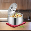 Picture of SignoraWare 2100ml Hot Delight Double Wall Stainless Steel Belly Shape Casserole, Insulated Thermal Serving Bowl, Elegant Hot Pot Food Warmer, Self Locking Press Lid, Hot Food Upto 8 Hour (Silver) Visit the Signoraware Store