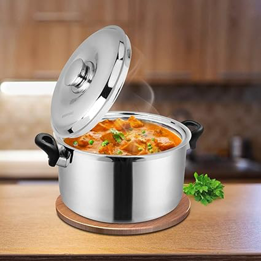 Picture of Signoraware Therma Casserole with Handles Straight Shape Insulated Stainless Steel, Insulated Thermal Serving Bowl, Elegant Hot Pot Food Warmer/Cooler for Long Duration, 3000ml, Set of 1, Silver