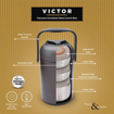 Signoraware Victor Vacuum Steel Lunch (600ml+400ml+400ml)  Box 3 Tier | Easy To Carry Leak-Proof Tiffin Box | Insulated Lunch Box की तस्वीर