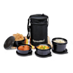 Picture of Signoraware Monarch Executive Big Microwave Safe Lunch Box (4 Stainless Steel Containers + Insulated Bag) (500ml+350ml+350ml+200ml, Set of 4, Black Office Series)