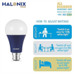 Picture of Halonix All Rounder Base B22D 15W  Multi Wattage Adjustable Light Led Bulb (