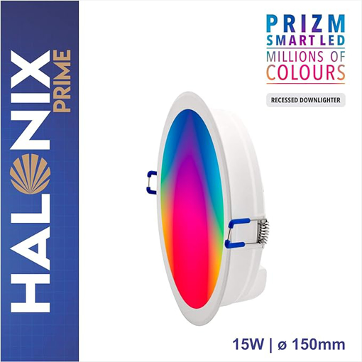 Picture of Halonix PRIZM Wi-Fi Smart Downlight 15W Million Colours 150mm, Works with Alexa & Google Assistant