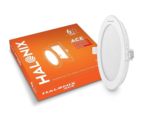 Picture of Halonix Ace 6W 6500K Cool White Recess Round led downlighter | Pack of 2 | Cut Out: 4 inch | LED Ceiling Light for Home and Hall