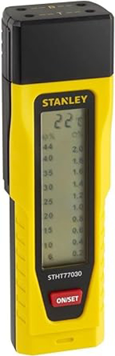 Picture of STANLEY 0-77-030 Moisture Meter for Measuring Masonry Moisture Ideal for Mortar, Concrete & Plaster with Illuminated LED Display, 6 Months Warranty, YELLOW & BLACK