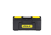 Picture of STANLEY 1-79-216 16" One-touch Heavy-Duty Portable Plastic Tool Box with Removable Tray for Easy & Convenient Storage, 1 Year Warranty, YELLOW & BLACK