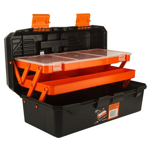 Stanley BLACK+DECKER BST81541 17" Plastic Cantilever Tool Box with Inner Transparent Lid for Easy & Convenient Storage, 1 Year Warranty, YELLOW & BLACK की तस्वीर