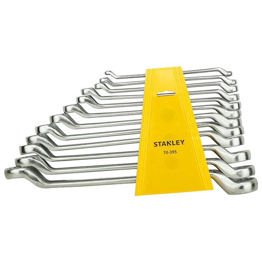 STANLEY 70-395E 12-piece Matte Finish Chrome Vanadium Steel Shallow Offset BI-HEX Ring Spanner Set with Maxi-Drive System, Anti-Slip & Anti-Corrosion properties, GREY की तस्वीर