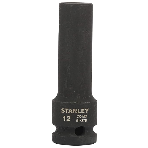 STANLEY STMT91379-8B Chrome-Molybdenum Steel Impact Deep Socket 1/2 inch 12 mm Black की तस्वीर