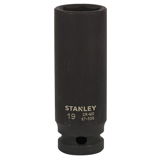 STANLEY STMT87506-8B 1/2-inch 19mm Chrome-Molybdenum Steel Impact Deep Socket (Black) की तस्वीर