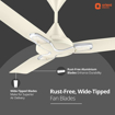 Picture of Orient Electric Jazz Trendz 1200mm Ceiling Fan | Decorative Ceiling Fan for Home with High-Air Delivery | Durable Copper Motor Bronze copper/White