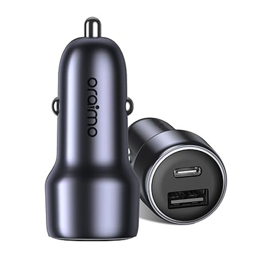 Oraimo OCC-73D 48W Car Charger Adapter with Dual Output,Type C PD 30W & QC 3.0 Quick Charge,Lightweight & Durable Metal Body & Fast Charging Compatible with iPhone, All Smartphones, Tablets & More की तस्वीर