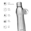 MILTON Elate 1000 Stainless Steel Water Bottle, 880 ml Each, Silver | Leak Proof | Office Bottle | Gym Bottle | Home | Kitchen | Hiking | Treking Bottle | Travel Bottle की तस्वीर