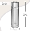 Milton Vegas Deluxe 1300 Stainless Steel 1 pc Bottle, 1.25 Liters, Silver की तस्वीर