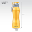 MILTON Hawk 750 Stainless Steel Water Bottle, 750 ml, Yellow | Single walled | Leak Proof | Easy Grip | Easy to Carry | Gym Bottle | Home | Kitchen | Hiking | Treking Bottle | Travel Bottle की तस्वीर