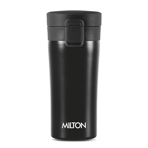 Picture of Milton Coffee Mug Thermosteel Hot or Cold Insulated Flask, 350 ml, Black | Leak Proof | Rust Proof | Tea Mug | Soup Flask | Juice Mug | Water Flask | Easy Grip | Easy to Carry