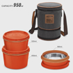 Picture of MILTON Flexi 2+1 Inner Stainless Steel Lunch Box with Jacket, Set of 3, Brown/Black