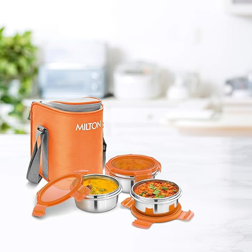 Picture of Milton Cube 4 Lunch Box, 300 ml, Set of 4,Orange