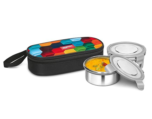 Picture of Milton Fresh Meal Click Stainless Steel Lunch Box Set of 2, 320 ml, Rainbow