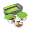Picture of Milton Pasto Lunch Box 2 Double Wall Stainless Steel Containers with Denim Insulated Jacket, Set of 2, 350 ml