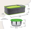 Picture of Milton Pasto Lunch Box 2 Double Wall Stainless Steel Containers with Denim Insulated Jacket, Set of 2, 350 ml