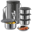 MILTON Ambition 4 Stainless Steel Tiffin, 4 Containers, 300 ml Each with Jacket | Light Weight | Easy to Carry | Leak Proof | Food Grade | Odour Proof की तस्वीर