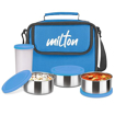 Picture of MILTON New Steel Combi Lunch Box, 3 Containers and 1 Tumbler with Jacket, Set of 4 | Food Grade | Light Weight | Dishwasher Safe | Easy to Carry | Leak Proof