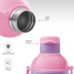 Picture of Milton Steel Barbie 600 Insulated Inner Stainless Steel Kids Water Bottle, 520 ml  | PU Insulated | Hot & Cold | Easy to Carry | Leak Proof