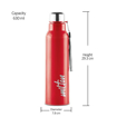 Picture of Milton Steel Fit 900 Inner Stainless Steel Water Bottle, 1 Piece, 630 ml | Easy Grip | Leak Proof | Hot or Cold | School | Office | Gym | Hiking | Treking | Travel Bottle